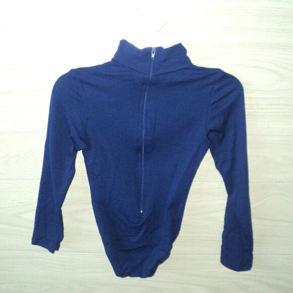 Body Wrappers Turtleneck Bodysuit Child Sz 6x-7 Royal Blue #101 Dance Cheer NEW - Picture 2 of 3